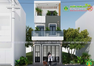 Mẫu nhà phố 3 tầng có 3 phòng ngủ hiện đại 